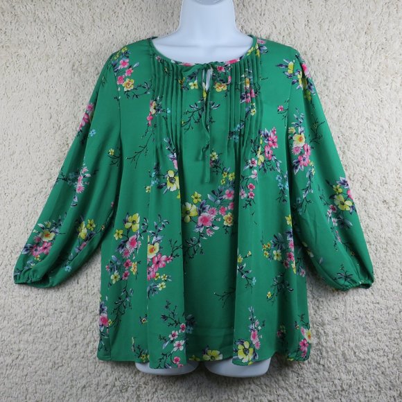Counterparts* Women's 3/4 Oversized Sleeve Boat‎ Neck Curved Hem Blouse~ Large - Picture 1 of 10